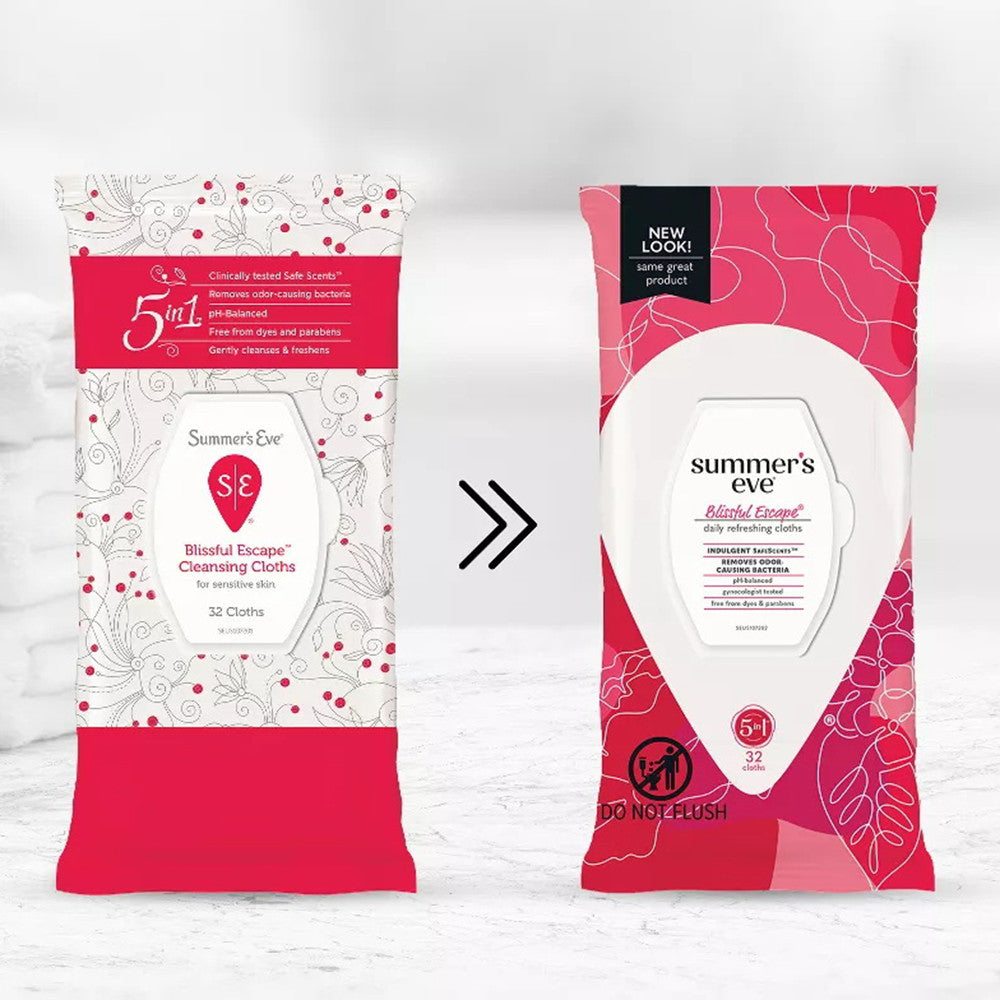 Summers Eve Cleansing Cloths Blissful Escape Feminine Cleansing Wipes, 32 Ea